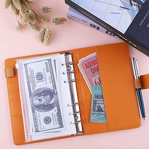 Antner A6 Pu Leather Notebook Binder (Dark Yellow) Bundle | 12 Pieces A6 Size Binder Pockets #TOP1