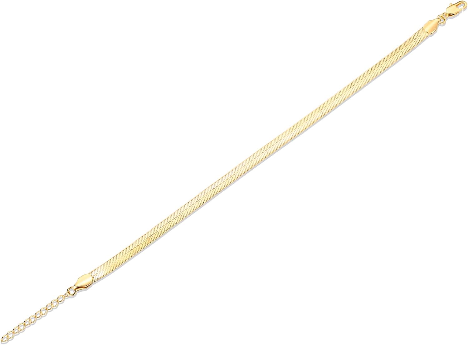 Miniatura 3 de PAVOI Tobilleras planas de oro chapado en oro de 14 quilates para mujer