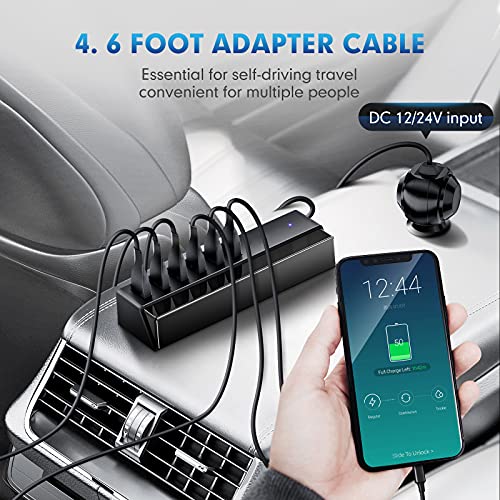 Usb Car Charger, 6-Port Fast 65W Car Charger Cigarette Lighter Adapter Dc With Smart Identification Compatible With Iphone, Android, Tablet And Other Usb Devices #TOP6