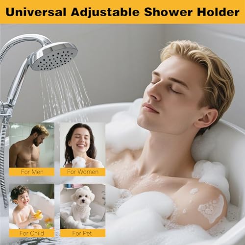 DmDoyy Handbrause Halterung, Duschkopfhalterung Für Duschstange, Geeignet Für Duschstangen Mit Außendurchmesser Von 18-25 Mm, Silber