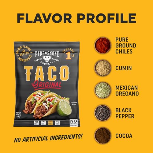 Fire & Smoke Society Taco Seasoning Mix | .85 oz (12-Pack) | Mexican Seasoning for Carnitas, Fajitas, Steak, Beef, Chicken - Thumbnail 5