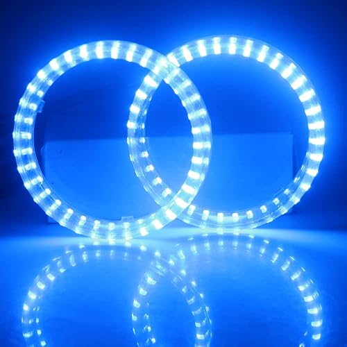 Miniatura 9 de Qasim - 1 par de anillos de halo universales RGB LED ojos de ángel de 95 mm para motocicleta y coche, luz DRL, luz antiniebla, señal de giro,