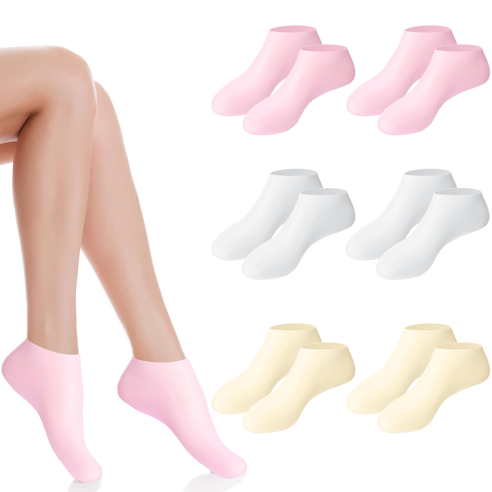 XANGNIER Silicone Socks for Dry Cracked Feet Women,6 Pairs