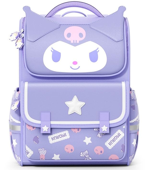 Many Rainbows Mochila escolar com personagem de desenho animado japonês Kuromi, Roxa, 38 x 27 x 16cm, Casual