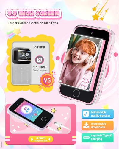 Image of Kids Smart Phone,3.5 inch Touchscreen Learning Toy Phone for Girl,Pink | Christmas Birthday Gift for Ages 3-8, Toddler Phone with Dual Camera, Music Player,Game, Toys for Girls 3 4 5 6 7 8 Years Old