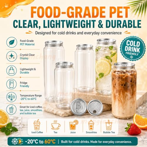 Latas Transparentes PET para Bubble Tea y Smoothies en Terrazas de Verano 6