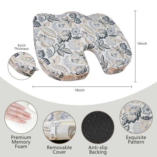Image of Tailbone Pain Relief Cushion, Memory Foam Seat Cushion for Coccyx Sciatica Pain Pressure Relief Office Desk Chair