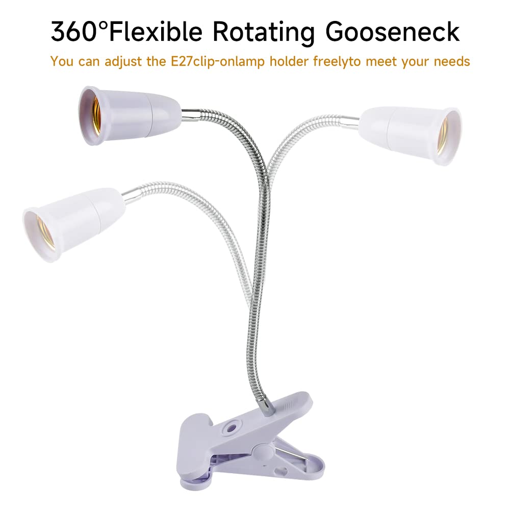 TIMESETL Lampe avec Pince E27 2Pcs Lampe de Bureau a Pince avec Interrupteur Flexible pour Lit Lampes de Table à Pinces, Lampes Spot Pinces, Réglable 360 ° Col de Cygne, Sans Ampoules
