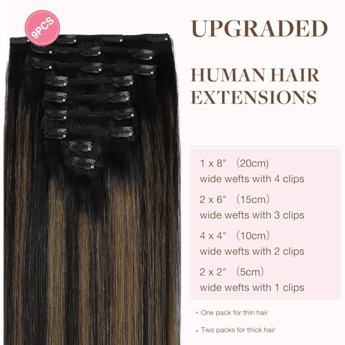 Image of GOO GOO Clip in Hair Extensions Real Human Hair Balayage Remy Extensions