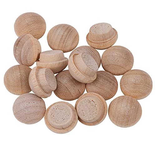 Image of Mushroom Birch Screw Hole Button Plugs | 3 /8 inch Diameter | Pack of 50 Approx. | Wood Turned End Grain Round Mushroom Head with Shoulders | UA-105-BW