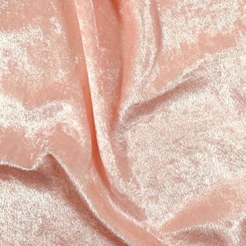 Luxurious Blush Peach Non-Wrinkle Mechanical Stretch Velvet Fabric by The Yard – Perfect for Fashion and Crafts
