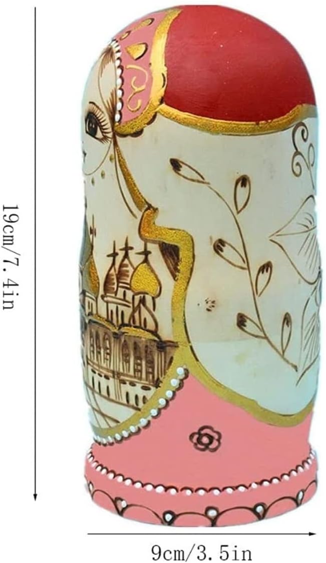 Matryoshka Russian Nesting Dolls, Traditional Matryoshka，10 Wooden Dolls, Hand Made in Russia Creative Toys