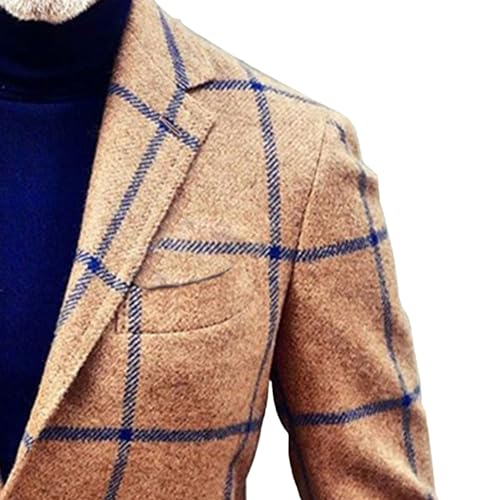 JEsilunmaMY Mens Two Button Plaid Suit Jacket Notch Lapel Business Wool Blend Sport Coats Wedding Prom Formal Blazer Coat2
