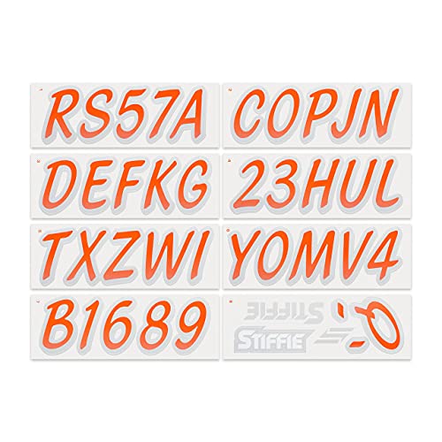 Image of STIFFIE Whipline Orange /Silver 3 inch Boat & PWC Registration Decals • Numbers Letters Stickers