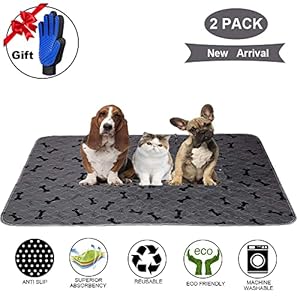   Washable-Dog-Pee-Pads-with-Free-Grooming-GlovesNon-Slip-Dog-Mats-with-Great-Urine-AbsorptionReusable-Puppy-Pee-Pads-for-WhelpingPottyTrainingPlaypen
