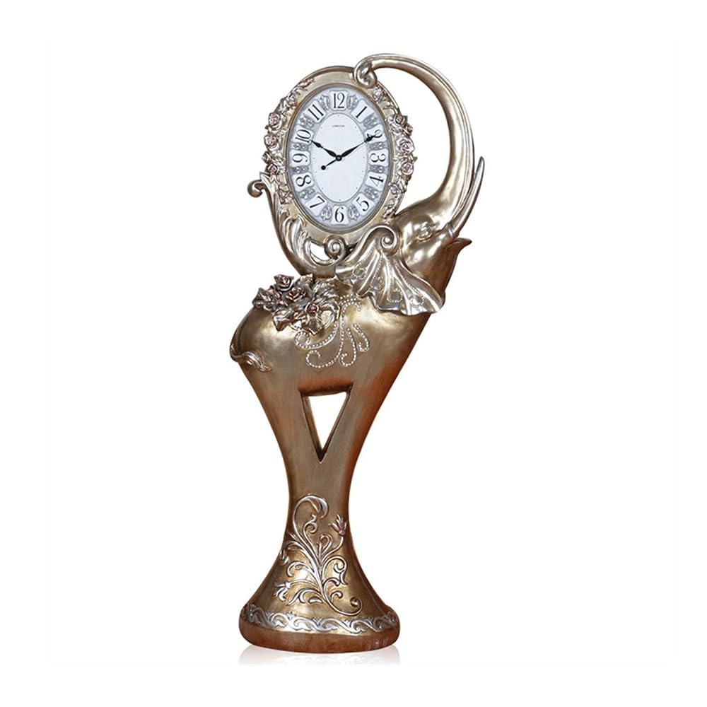 WANGHAI-666 Grandfather Clocks Vintage Elephant Floor Clock Home Statue Clocks Beside with Quartz Movement Bedroom Living Room