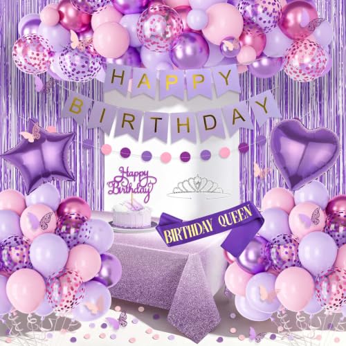 Amandir Purple Birthday Decorations for Women