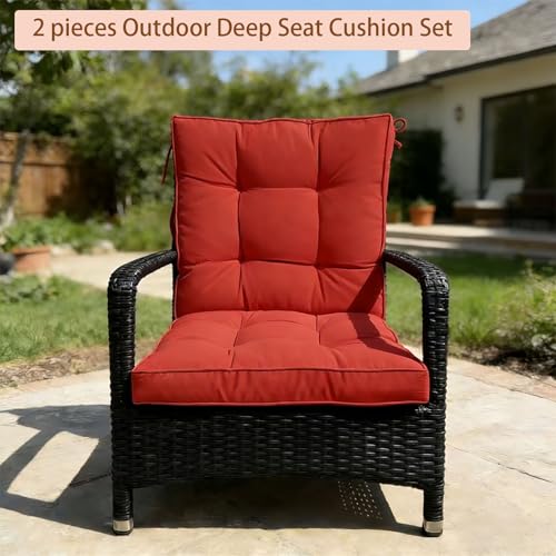 Actualaction 2 Piece Outdoor Patio Chair Cushions, Fade Resistant Outdoor Cushions for Patio Furniture, 6 inch Thickened Rocking Chair Cushions Set (Red, 24x24x6 inch - 2 Pieces) by Actualaction - Used condition - Image 6