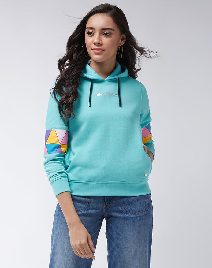 Image of Modeve Women Printed Hooded Sweatshirt for Winter