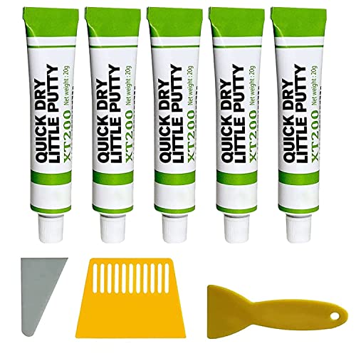 Gogolonge Fiberglass Boat Repair Paste,Quick Dry Little Putty Putty,Car Scratch Removal Touch Up Fix Tools,Fiberglass Gelcoat Repair Kit for Any Surface Scratches,Cracks (White, 5pcs)