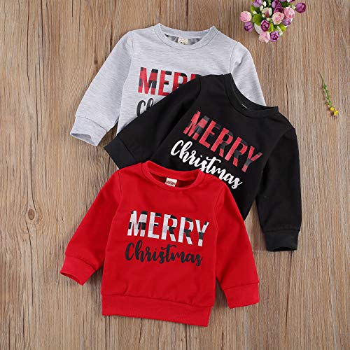 Duanyozu Toddler Baby Girl Boy Merry Christmas Sweater Shirt Tops Pullover Sweatshirt Fall Winter Outfit Clothes (E-Merry Christmas Grey, 18-24 Months) #TOP6
