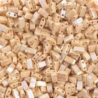 Miyuki TILA Half Cut 5x2.3mm - Papaya Whip Opaque AB 2 Holes 250Gms Bulk Bag of Japanese Glass Beads
