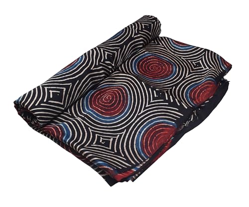 Image of Ethnics of Kutch Womens's Ajrakh Modal Silk Natural Dye Hand Block Print Unstitched Kurta Fabric