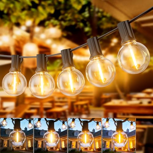 Image of Dotrvmp LED Festoon Lights Outdoor 100FT/30M String Lights with Shatterproof G40 Vintage Edison Bulbs, Garden Lights Waterproof for Porch, Deck, Garden, Backyard, Balcony, 2700K Warm White,24V