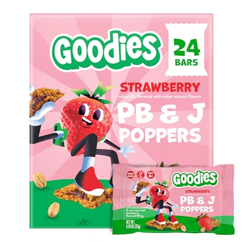 Goodies Strawberry PB&J Poppers, Soft Baked Kids Snack Bars, 24 Bars - image 1