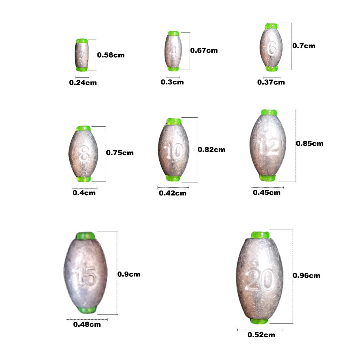 50 Plombs De Pêche Mer - 4 Tailles (5g,10g,15g,20g) - Forme Poire - Pêche Bateau Ou Plage