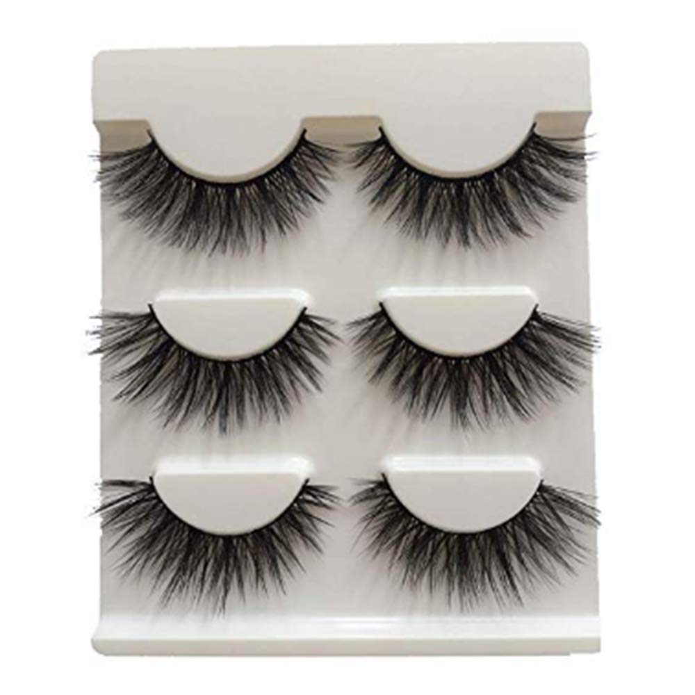 Hair Imported Fiber 3D Mink False Eye lashes Handmade Reusable Long Cross Makeup Natural 3D Fake Thick Black EyeLashes 3 Pairs