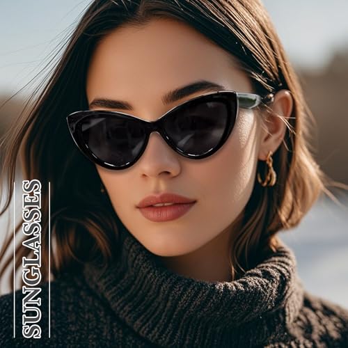 OPTOFENDY Cat Eye Sunglasses for Women, Oversized Retro Vintage Sun Glasses Shades UV Protection, OP81072