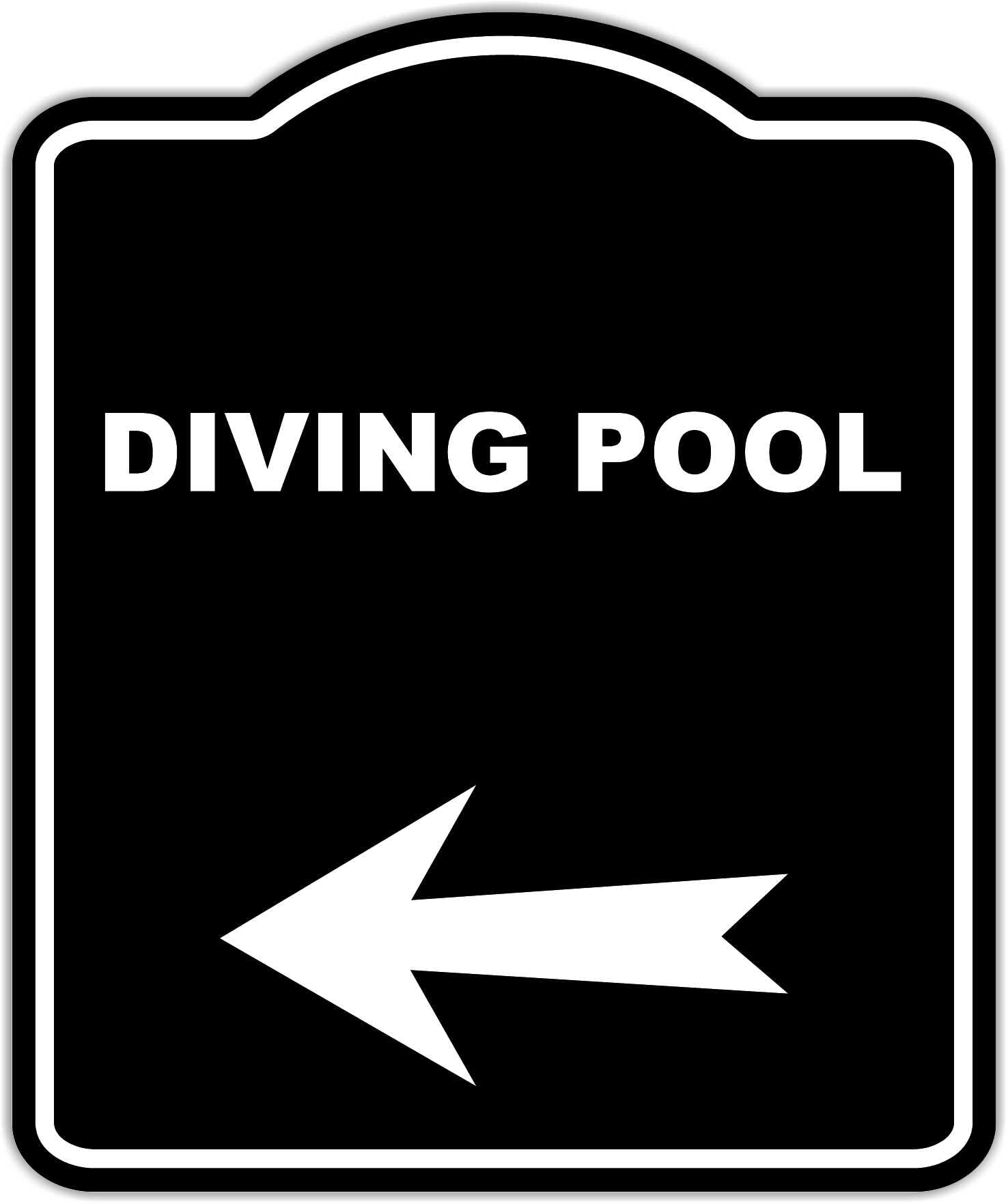 DIVING POOL Black Sign Arrow Left Aluminum Composite Sign 15 x 18 inches
