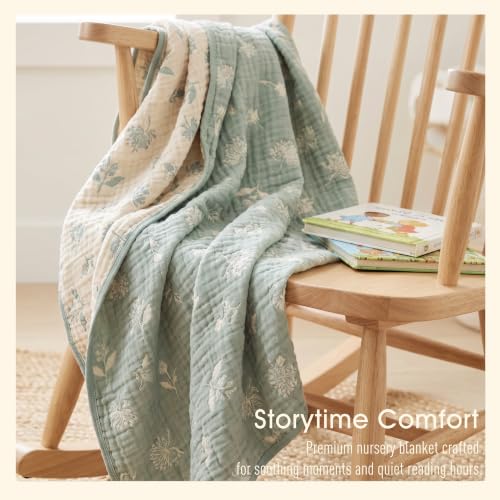 Image of Ultra Soft Muslin Baby Blanket,A Versatile Swaddle and Bed Blanket for Babies, Toddlers, Boys, and Girls (Sage Green Botanical)