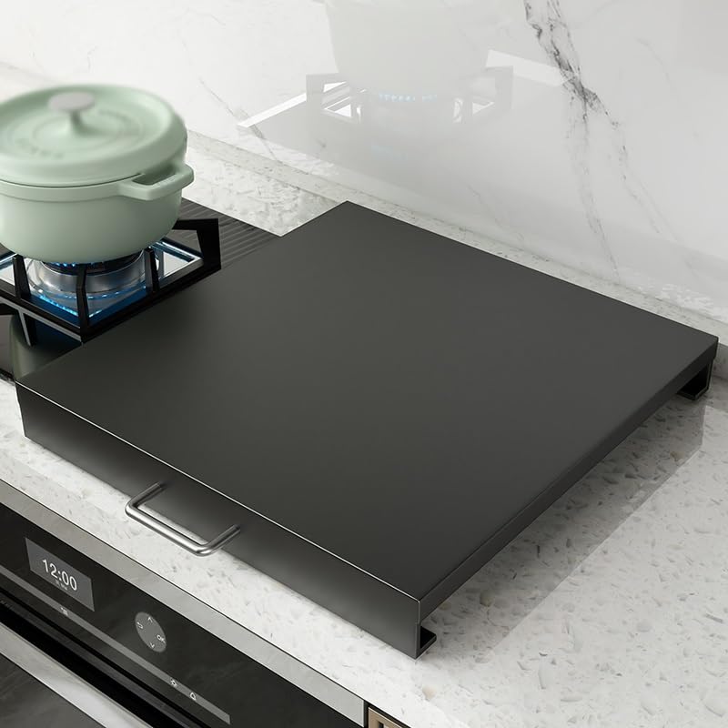 Couvercle Cuisinière à Gaz pour Cuisine, Couvre Plaques Cuisson Gaz 4 Feux pour Cuiseurs Riz Induction, Étagères Cuisine et...