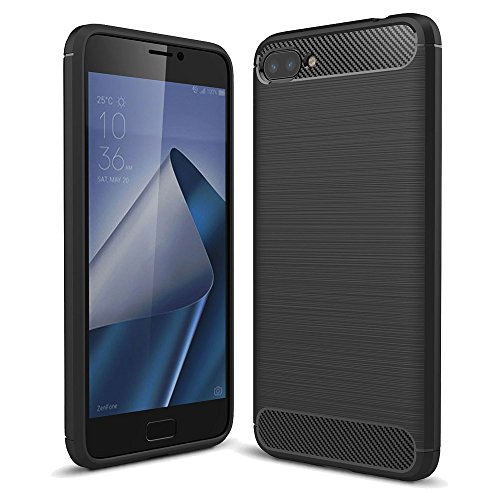 König Design Handyhülle kompatibel mit Asus Zenfone 4 Max ZC554KL Silikon Hülle Hülle Sturzsichere Back-Cover Handyhülle - Carbon - Schwarz
