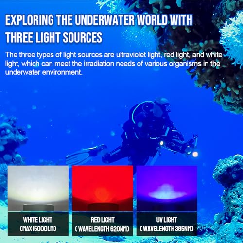 Foco de buceo de 15000 lúmenes con luz blanca, roja y violeta TrustFire DF90 3