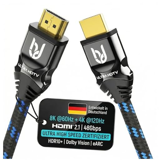 Ultra HDTV Premium 8K HDMI 2.1 Kabel 2m, 4K 120Hz & 8K 60Hz, PS5 & Xbox Series X Ready, HDR10+, eARC, Dolby Vision, Ultra High Speed HDMI Kabel 2.1 mit Vollmetall-Stecker und Nylon-Mantel