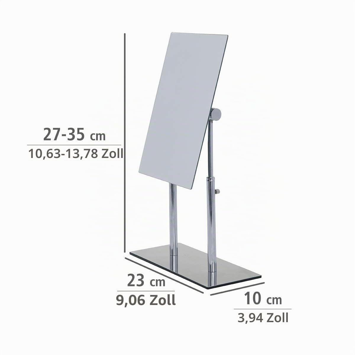 WENKO Kosmetik-Standspiegel Pinerolo - klappbar, Stahl, 23 x 27-35 x 10 cm, Silber