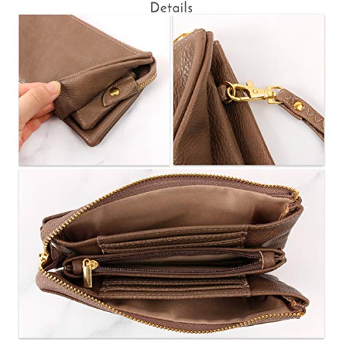 RIAH FASHION Convertible Vegan Leather Wallet Purse Clutch - Small Handbag Phone/Card Slots & Detachable Wristlet/Crossbody4