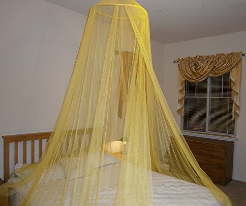 Octorose Round Hoop Yellow Bed Canopy Mosquito Netting | Fits Twin, Queen, And King Beds | Hanging Princess Canopy Bed Curtain For Girls And Boys | For Nursery, Cribs, Bunk Beds, And Reading Nooks #TOP3