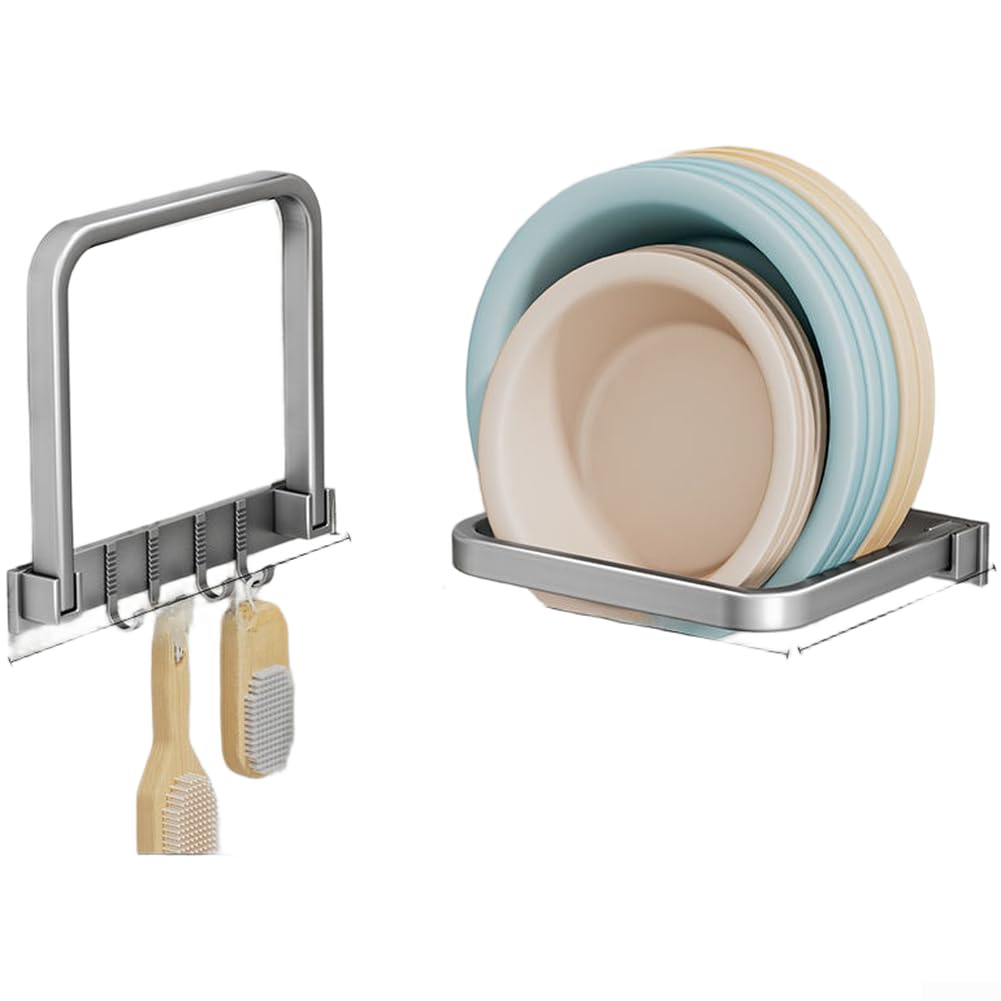 para estantería Baño Aluminio Plegable Sin Taladro 26cm para(gray)