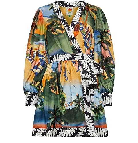 FARM Rio Women's Carioca Wrap Style Mini Dress (as1, Alpha, x_s, Regular,  Regular) Multi at Amazon Women's Clothing store