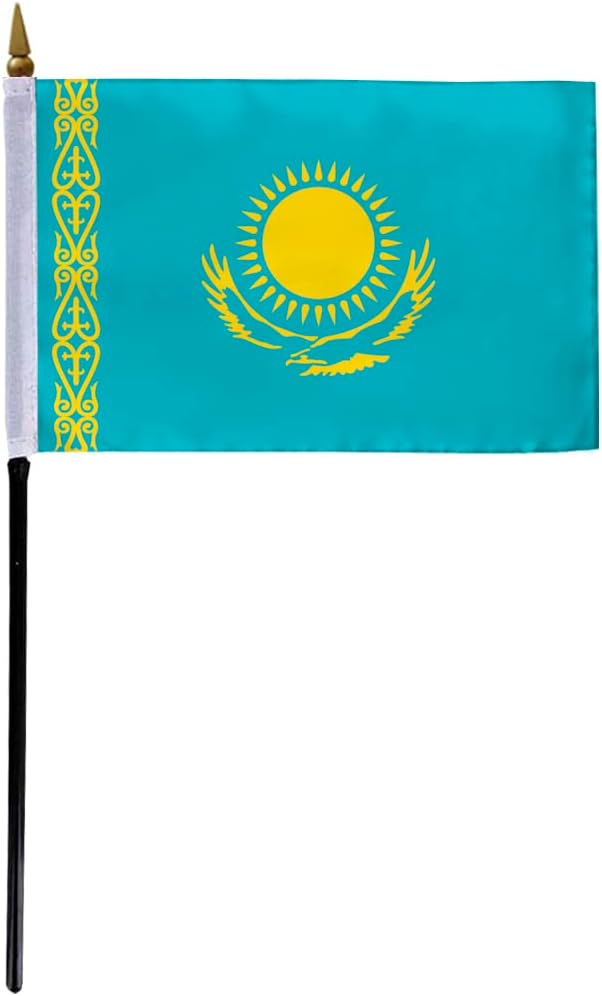 AGAS Kazakhstan Flag 2x3 ft Outdoor 200D Nylon Double Stitched Hem Rust Proof Brass Grommets Canvas Header Kazak National Flag
