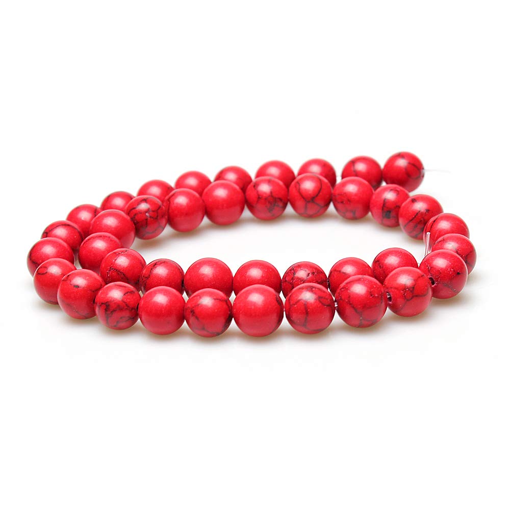 MJDCB 12mm 30 piezas Cuentas de Piedra Turquesa Rojo Sintéticas Redondas Sueltas Piedras Semipreciosas para Hacer Joyas Pulseras Collares — view 2