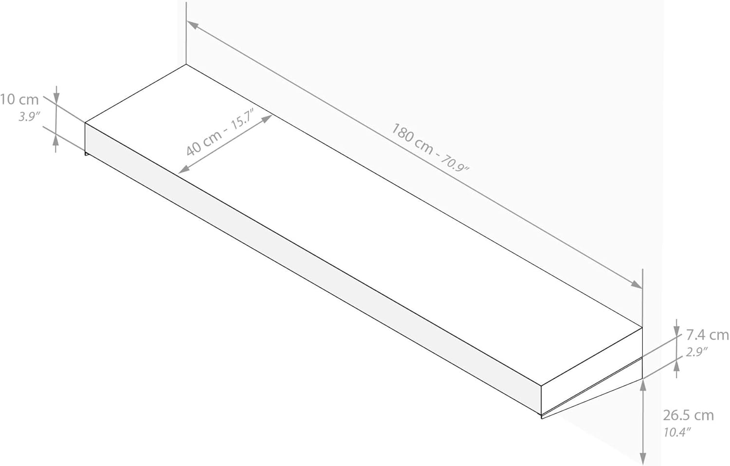 Mobili Fiver, Floating Console Table Evolution 70.86 x 15.74 in, Concrete Effect, Grey Effect, NO, Display Table for Hallway and Living Room, Console Table for Entryway, Italian Furniture