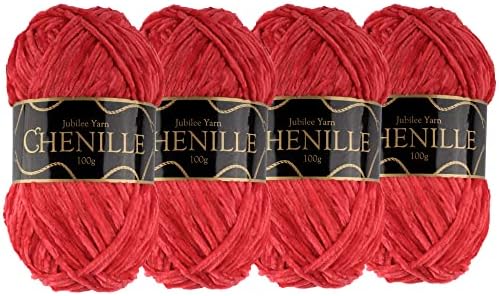JubileeYarn Chenille Yarn - Worsted Weight - 100g/skein (2 Skeins, 199 Obsidian)