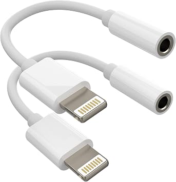 zoyuzan 2 Pack Compatible MFI Certified Lightning to 3.5mm AUX Audio Jack Dongle Earphone Headset Adapter for iPhone 11/12/iPad