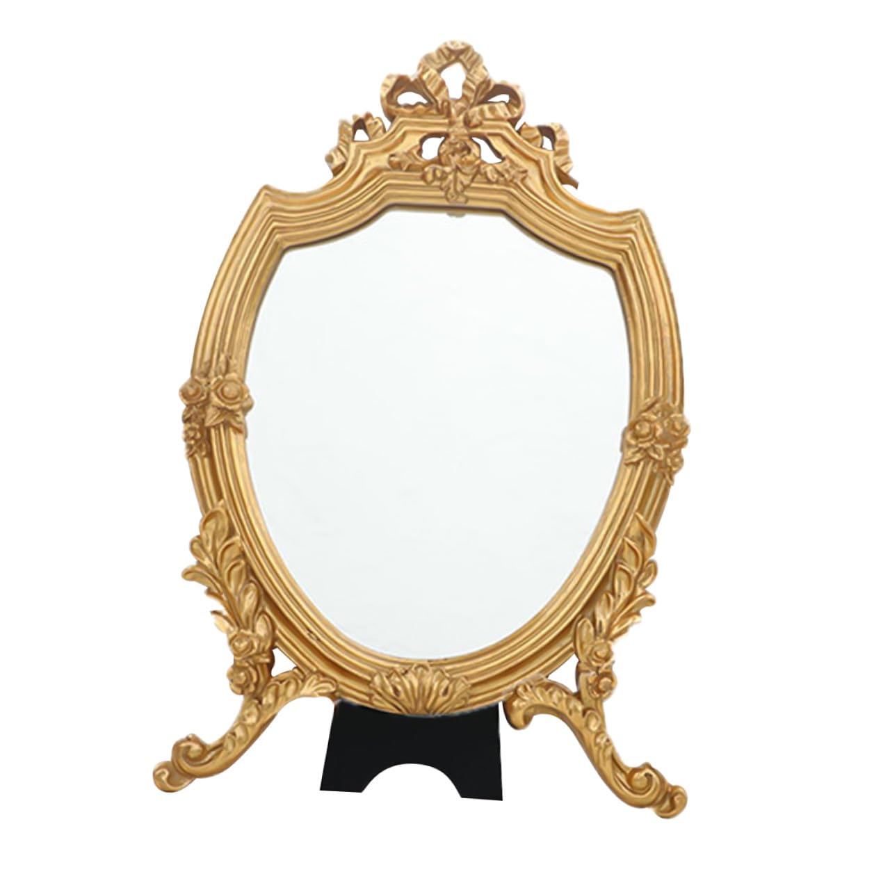 Espejo Tocador Vintage Dorado con Base Estable Espejo de Aumento para Maquillaje y Afeitado Herramienta Cosmética de Mesa Elegante y Duradera