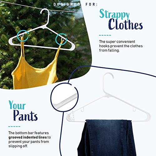 Hangorize 60 Standard Everyday White Plastic Hangers, Long Lasting Tubular Clothes Hangers, Value Pack Of 60 Clothing Hangers. (60 Pack) #TOP2